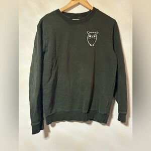 Knowledge Cotton Apparel- Green Crew Sweatshirt with Owl Logo